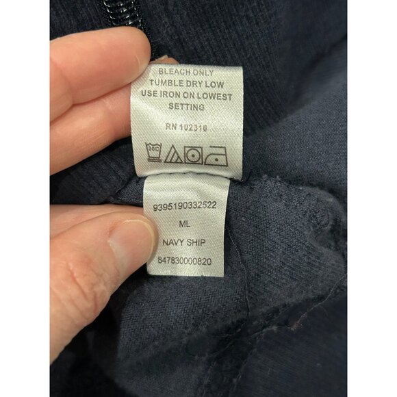 Two-Piece Navy Velour Zip-Up Tracksuit With High Collar Elastic Waist Sz M/L - Picture 8 of 16